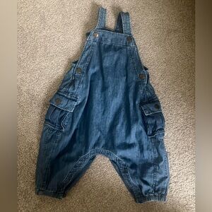 GAP Blue Denim Baby Overalls with Cargo Pockets